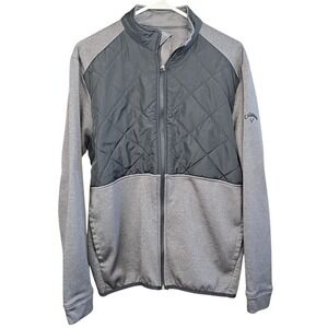 Callaway Mens M Weather Series Golf Jacket Gray‎ Full Zip Pockets Quilted Logo
